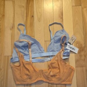 Stylish Lace Bralette BUNDLE SET OF 2 - Blue and Orange